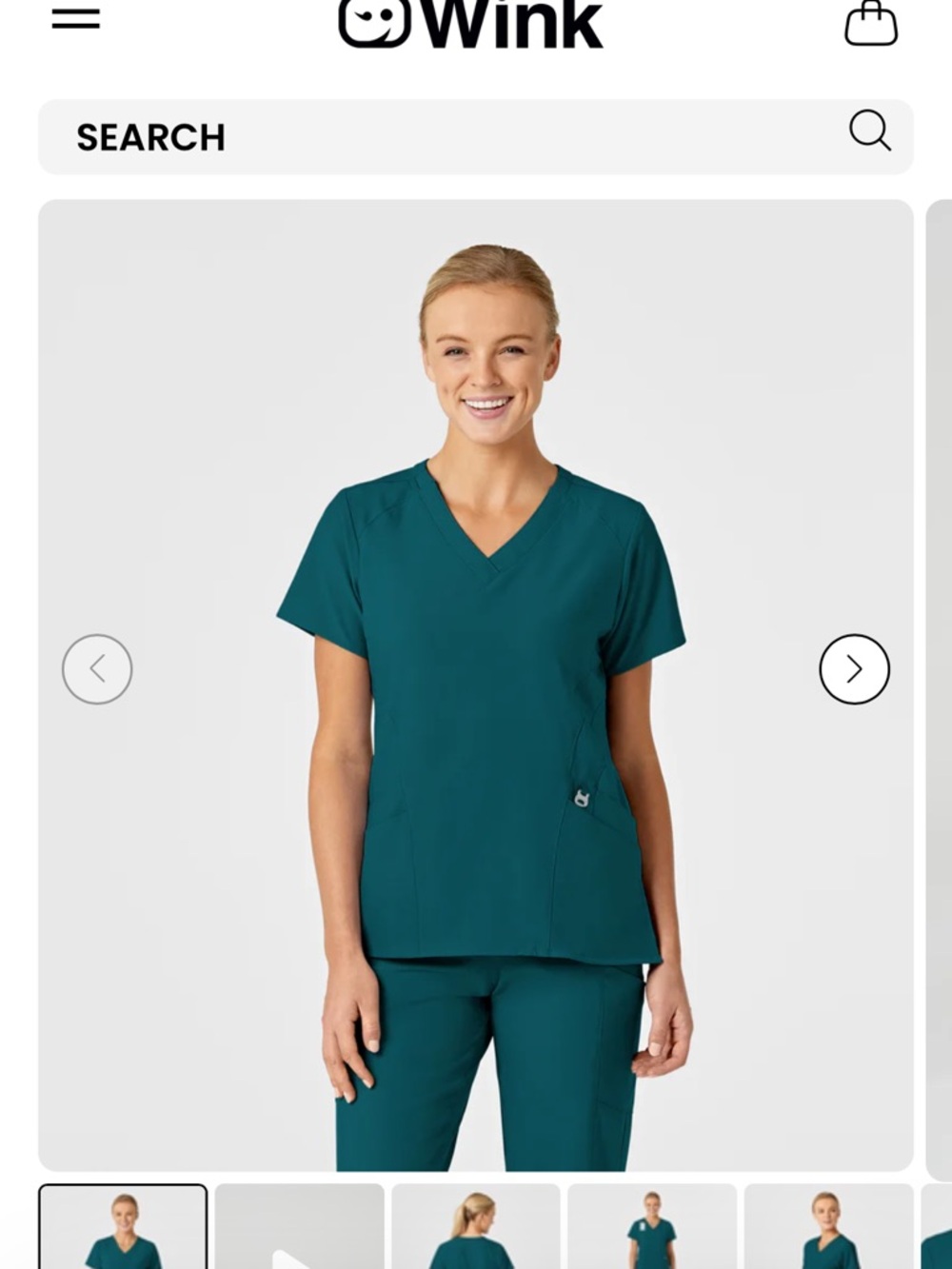 Wink Teal V-Neck Short Sleeve Scrub Top